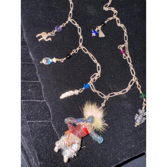 Kachina Doll Charm‎ Necklace With Charms Vintage 1990’s Sterling Silver Handmade - Picture 9 of 9